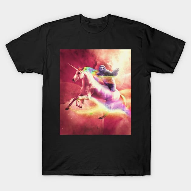 Epic Space Sloth Riding On Unicorn T-Shirt by Random Galaxy